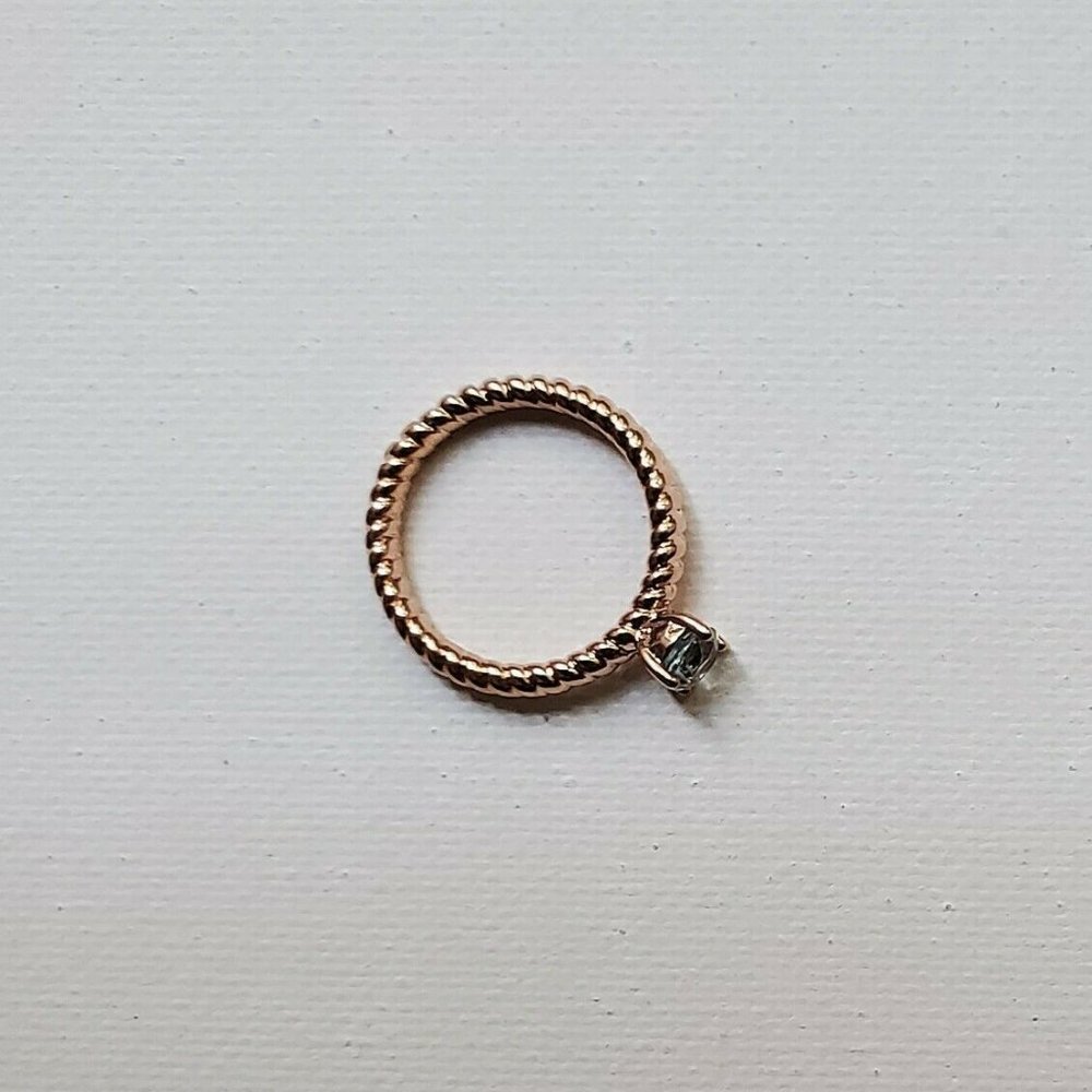 NWT Made in Italy Bronzallure Blue Topaz 18k Rose Gold Plated Bronze Ring US 7